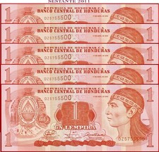 HONDURAS 1 LEMPIRA 17 4 2008 Lot 5 notes P 89a UNC free shipping from 100$