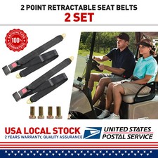 2x Retractable 2 Point Safety Seat Belt Straps Car Auto Vehicle Adjustable Belt