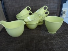 Vintage Russel Wright Yellow Melmac Home Decorators 8 Cups  Creamer Sugar MCM