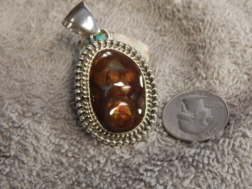New Fire Agate Sterling Silver Pendant By Navajo Geraldine James - Picture 2 of 6