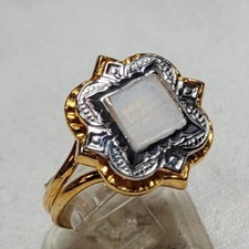 BIJOU VINTAGE BAGUE RING ( T 53 ) OR DE TOLEDE LUCITE EFFET NACRE # K1