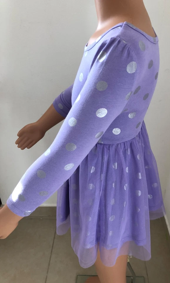Vestido de vacaciones The Children’s Place niñas púrpura plata lunares talla 4 Foto 4 de 4