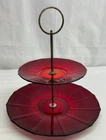 Vintage Anchor Hocking Royal Ruby Red Tidbit Tray Cupcake Serving Dish - Rare!