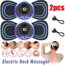 2PCS Portable EMS Electric Neck Back Massager Cervical Massage Patch Stimulator