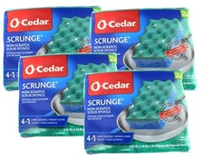 O-Cedar Scrunge Multi-Use Sponge Non-Scratch Long-Lasting, Tough, 2 Count 4 Pack