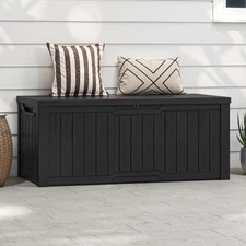 Outdoor Storage Box Patio Deck 120 Gallon Weatherproof Sturdy Resin Seat Garden