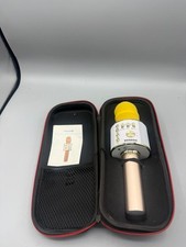 Bonaok Wireless Bluetooth Karaoke Microphone White and Gold in Case
