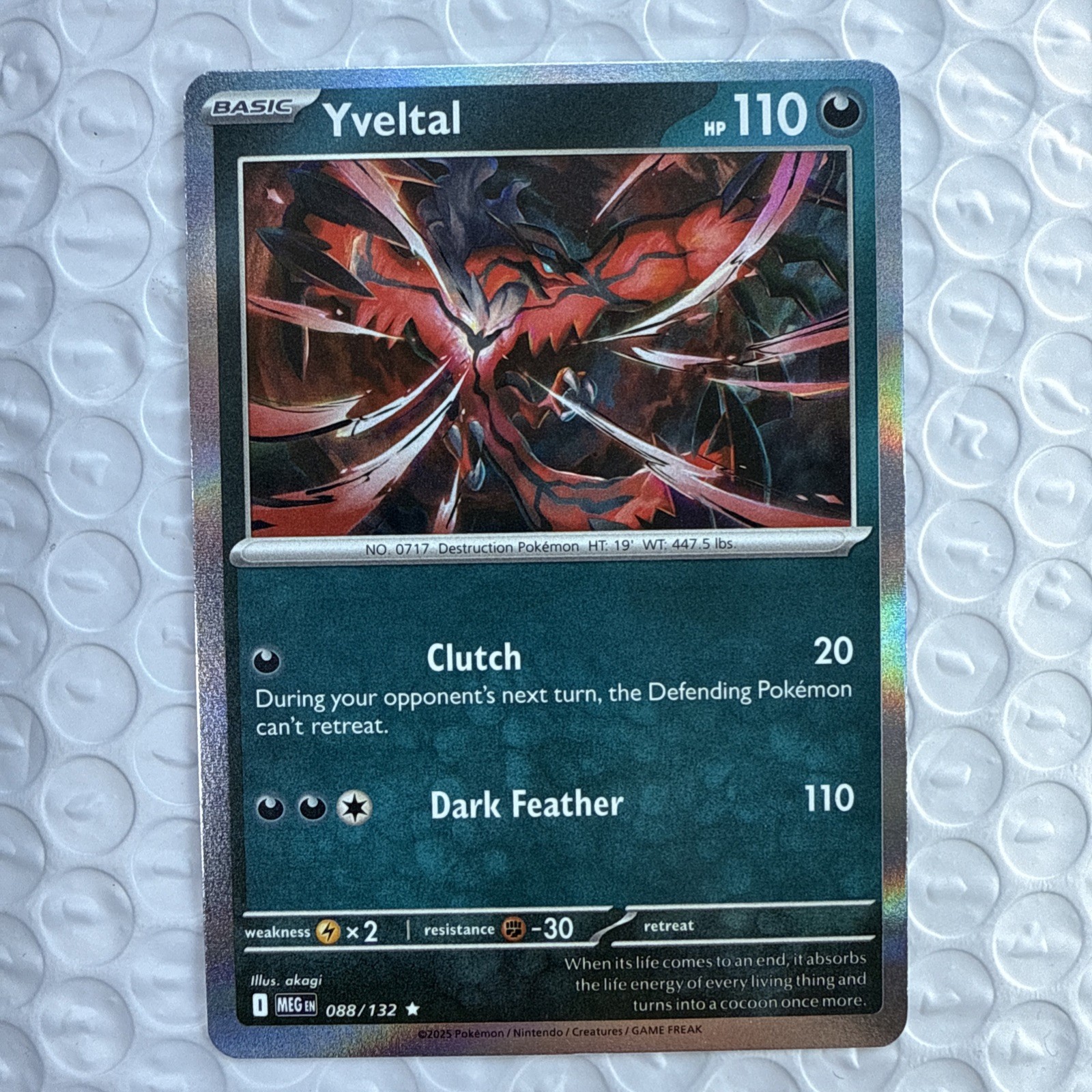 Pokemon YVELTAL 088/132 - Mega Evolution - RARE HOLO - MINT