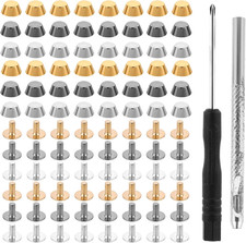 50Pcs Brass Purse Feet Screw-Back Studs Rivets for Handbag  Leather Craft DIY