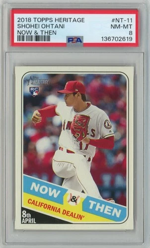 2018 Topps Heritage Shohei Ohtani Now & Then RC #NT-11 PSA 8