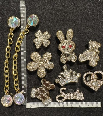 10 Stck. Gold Schuh Charms Set - Bär Häschen Krone   Liebesketten Jibbitz für Crocs