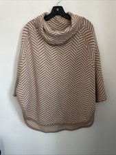 Loft Outlet Size XS/S Women's Beige Cream Chevron Poncho Sweater Cowl Neck