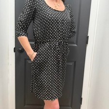 Bebop  small Black and white polka dot dress 3/4 sleeve and cut out back 