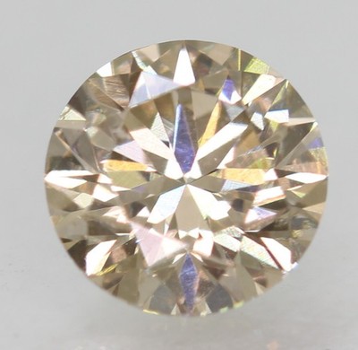 0.20 Carat Top Light Brown VVS2 Round Brilliant Natural Enhanced Diamond 3.69mm