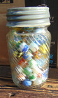 Vintage Pint Jumbo Peanut Butter jar full of vintage marbles, free U.S. shipping — photo 2