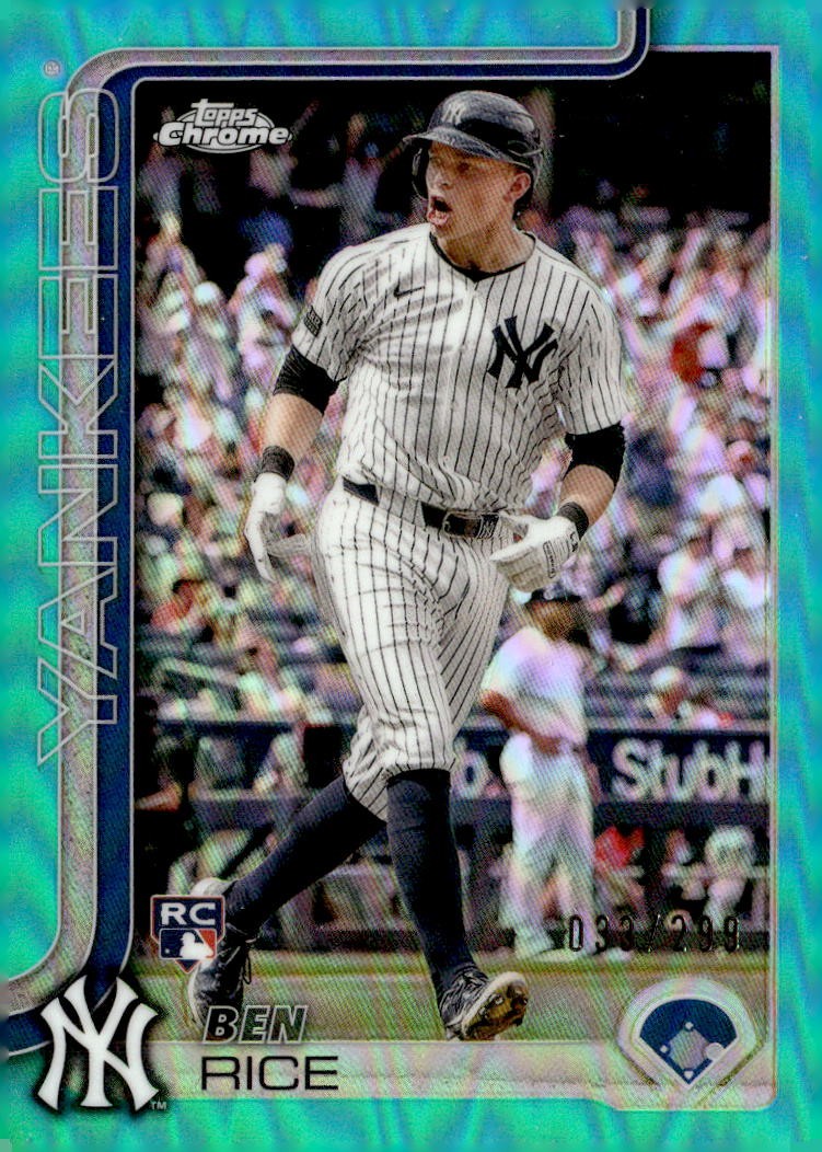 2025 Topps Chrome Teal Refractors #139 Ben Rice /299 - NM-MT