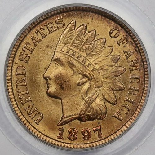1897 1c Indian Head Cent - PCGS MS 65 RD CAC
