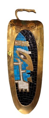 Mid Century Mexican Modern Salvador Terran Hand Wrought Brass & Tile Wall Art