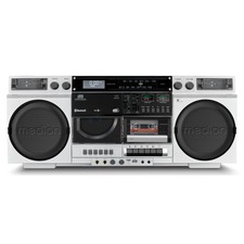 MEDION P66538 80er Retro Boombox UKW Stereo Radio CD Kassette MP3 2x 10W silber