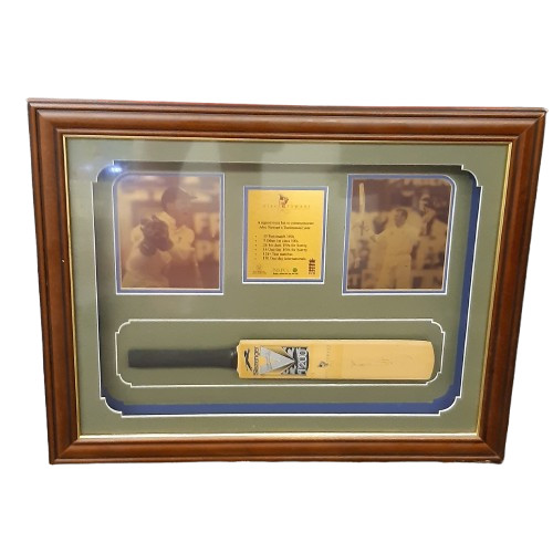 Alec Stewart Signed Mini Bat Framed Presentation - England Cricket Surrey Legend