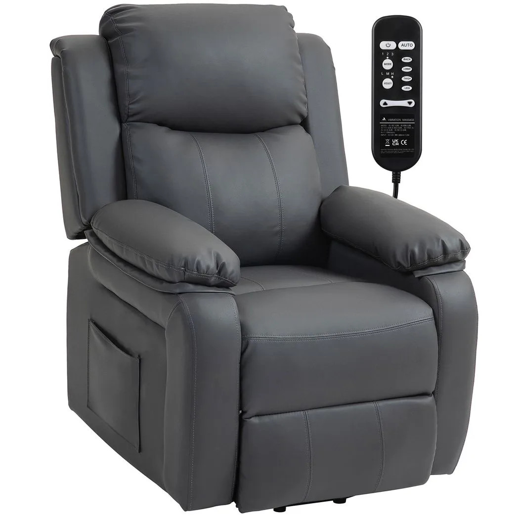 Homcom Riser And Recliner Chair Power Lift Recliner With Remote, Dark Grey - Image 2
