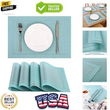 Woven Vinyl Placemats Set of 4 Wipe Clean Place Mats for Dining Table Heat Re...
