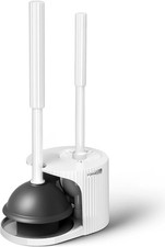 2 in 1 Toilet Brush and Plunger Set - Toilet Brush with Solid Handle, White