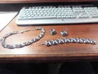 Vintage Trifari Gold Tone   blue rhimestone Jewelry Set