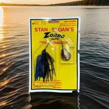 Stan Sloan ZORRO bait 3/8 oz “aggravator” GOLD black / blue skirts vintage lures