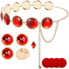 Red Gem Waist Belt,Raven Costume Accessories Belt,Adjustable,Cosplay,10Pcs