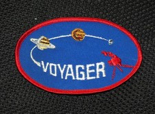 NASA Voyager Space Shuttle Mission Embroidered Patch Blue Red Border Vintage