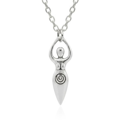 Fertility Goddess Charm Necklace for Women, Sterling Silver Dainty Handmade N...