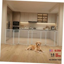 Clear Plastic Dog Playpen Gate 8 Panel 165" W x 28" H Transparent