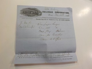 Vecchia Colonia Corporazione Ferroviaria Documento 1861 Epoca Guerra Civile Carta Antica Vintage