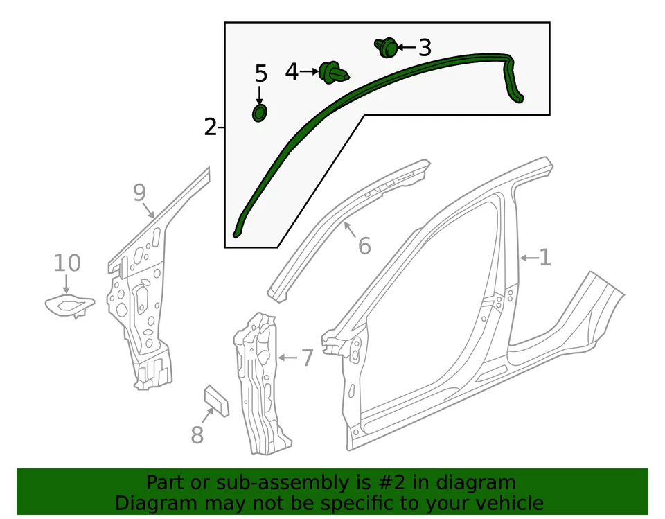 Подлинный Honda 2016-2022 Honda HR-V - Sub-Seal R крыша 72325-T7W-A01 - Изображение 2 из 2