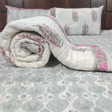 Handmade Cotton Quilt, King Queen Twin Size Blanket Throw Bedding