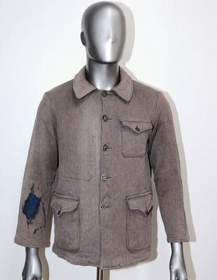 Vintage 50s Distressed & Patched Cotton Piqué Hunting Jacket Sz M