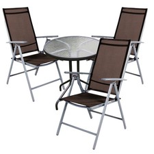 Mojawo® Set da bistrot 4 pezzi set da bistrot tavolo da bistrot Ø 60 cm argento/marrone cioccolato