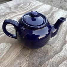 Cobalt Blue Ceramic Teapot With Cobalt  Blue Lid