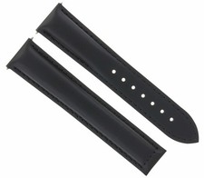 18MM LEATHER STRAP WATCH BAND CLASP FOR OMEGA SEAMASTER SPEEDMASTER MOON BLACK