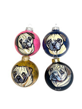 Pug Dog Christmas Ornaments Bundle Handpainted Pug Christmas Art