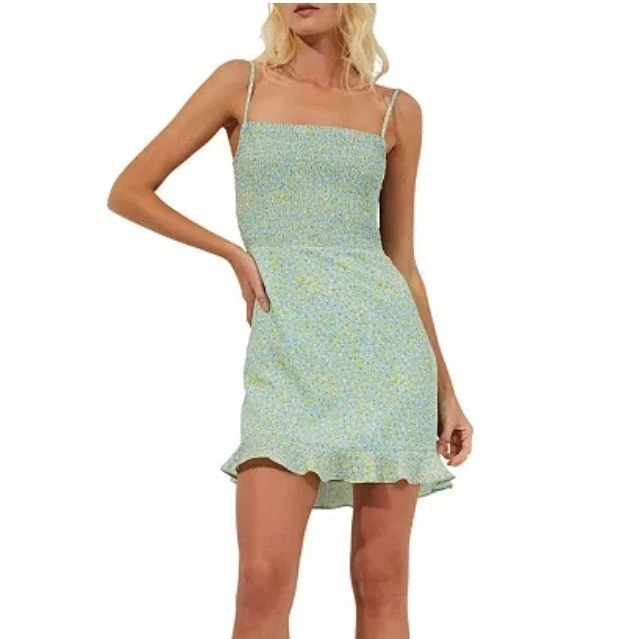 green emerald velvet dress Lizzy Madeline Crepe Puff Sleeve Dress Green Multi Floral Print main image 1