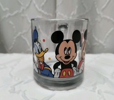 Vintage Disney Glass Mug Mickey Minnie Goofy Donald Duck Made In USA