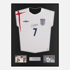 Framed David Beckham Signed England Shirt 2005-07 Home [Classic]
