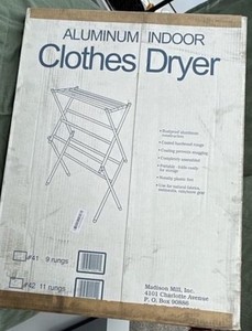 Aluminum Indoor Clothes Dryer; Foldable, Silver, Plastic Foot-Covers