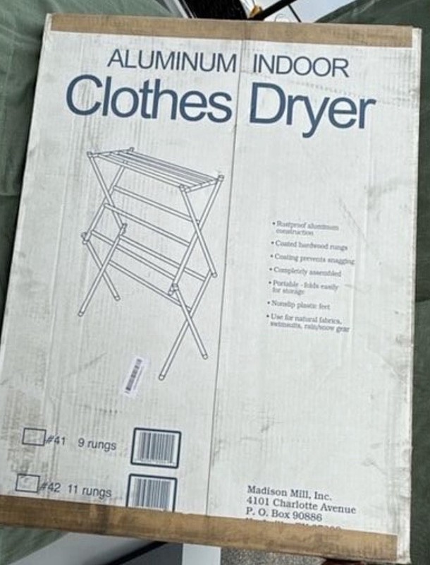 Aluminum Indoor Clothes Dryer; Foldable, Silver, Plastic Foot-Covers