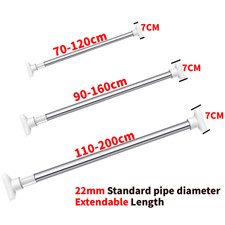 Steel Clothes Rail & Curtain Rod No Drill Telescopic Pole for 22mm Tube Diameter