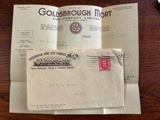 King George VI Pre Decimal 2 1/2D Australian Stamp Goldsbrough Mort Advert 1942