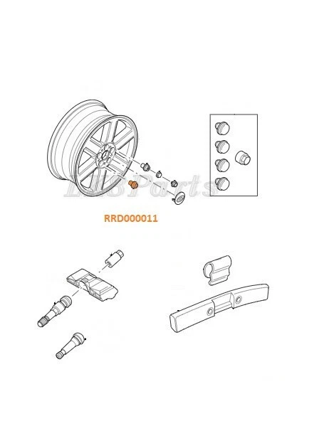 Land Rover Range Rover L322 03-05 conjunto de porcas com tampa de roda 20 peças RRD000011 novo - Imagem 4 de 4