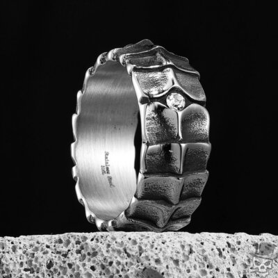 Sculpt Rings  Stainless Steel Eivil Dragon Scales Punk Men´s Ring - Anti-alle...